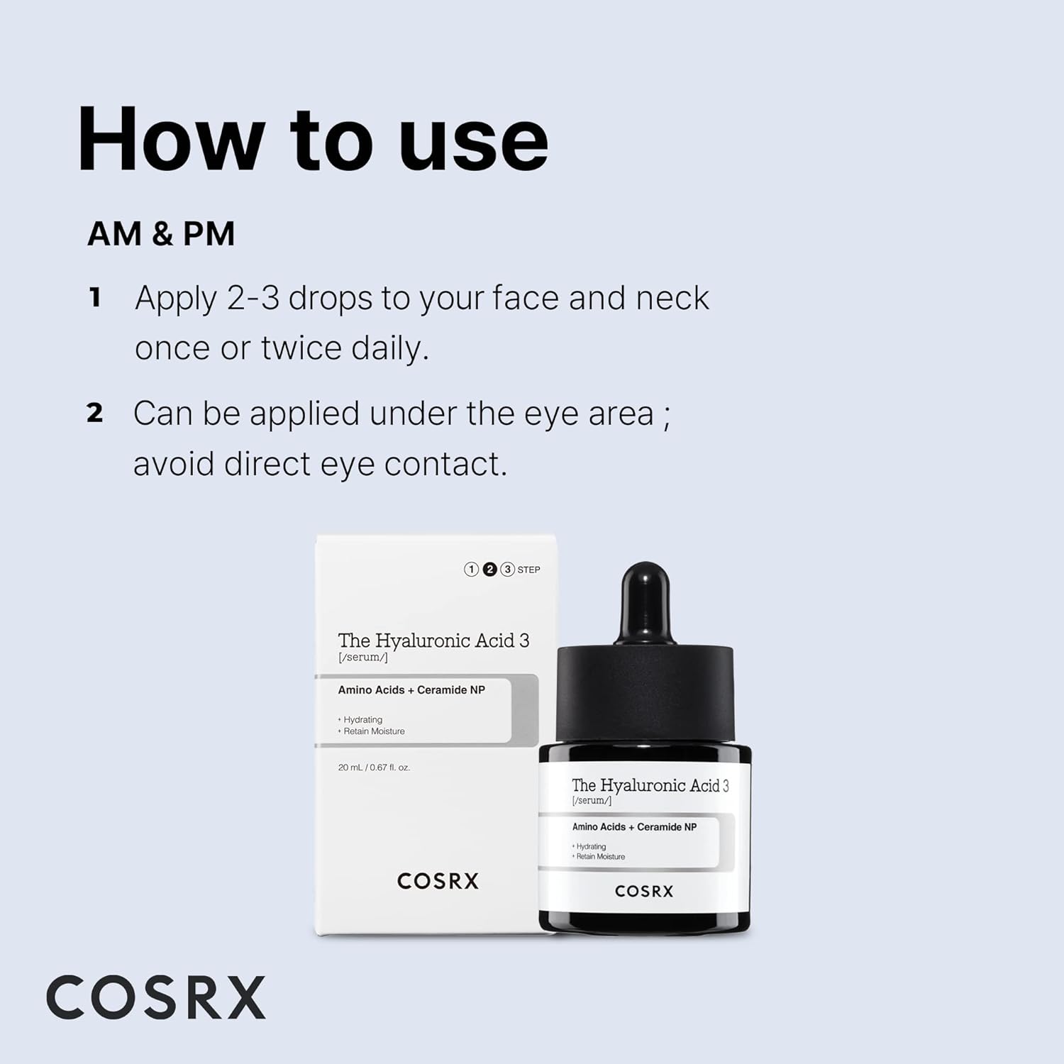 COSRX Pure Hyaluronic acid 3% Serum with Sodium Hyaluronic Acid, Hydratation et humidité Sérum facial stimulant pour les lignes fines et les rides, peau sèche dodue et réparatrice, 0,67 fl.oz / 20 ml - Image 7