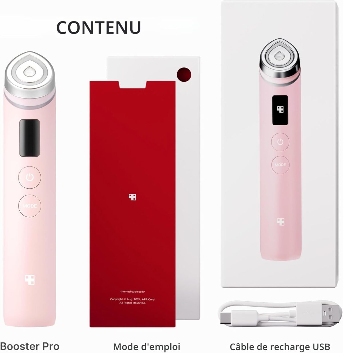 61TvSVWhFeL._AC_SL1500_ Medicube Age-R Booster Pro Pink | Dispositif de recuit en verre véritable 6 en 1 | Peau de verre avec absorption améliorée, brillance, élasticité, soin des pores | Appareil de soins de la peau LED |