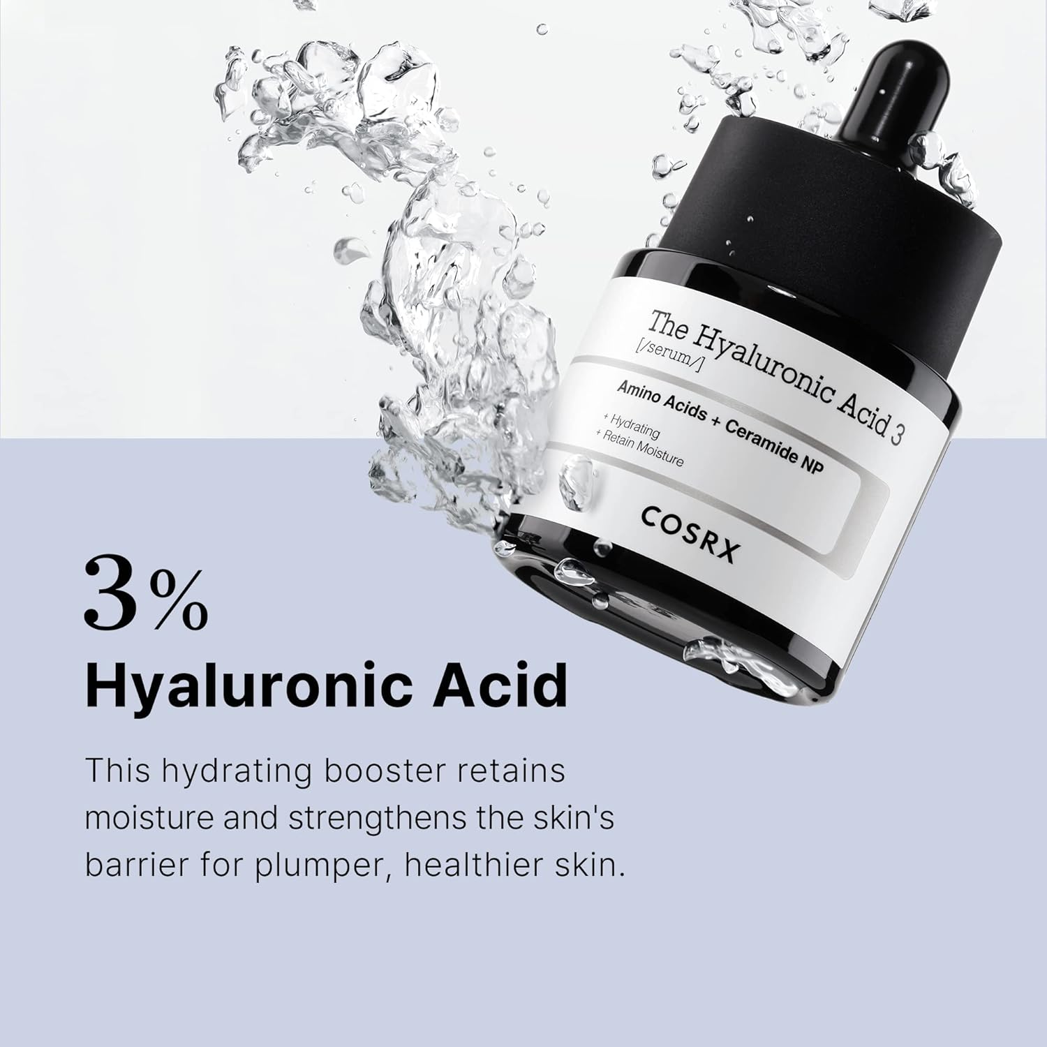 COSRX Pure Hyaluronic acid 3% Serum with Sodium Hyaluronic Acid, Hydratation et humidité Sérum facial stimulant pour les lignes fines et les rides, peau sèche dodue et réparatrice, 0,67 fl.oz / 20 ml - Image 4